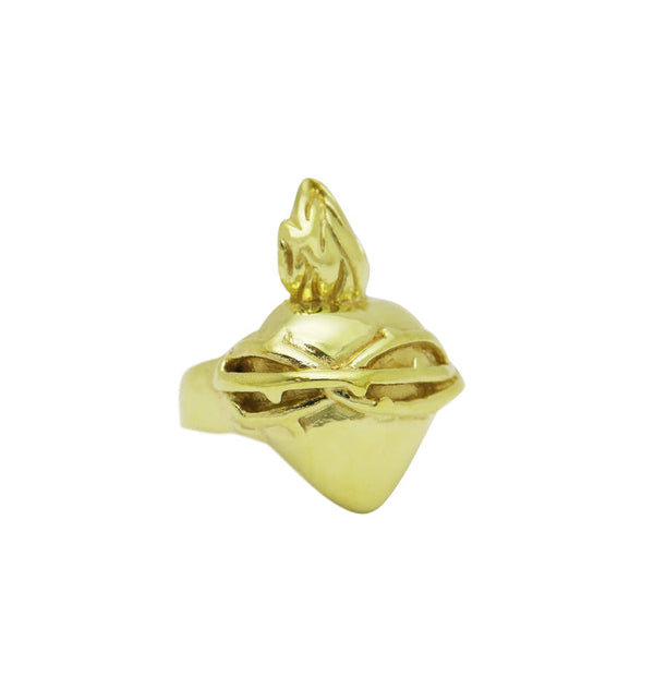 Burning heart ring brass