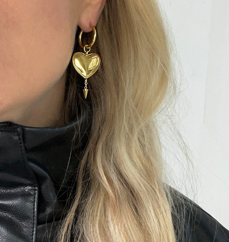 devil heart earrings gold