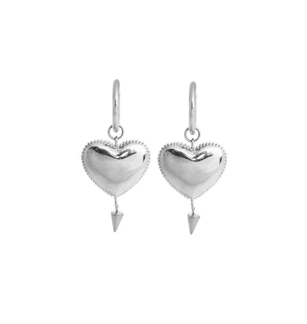 devil heart earrings silver