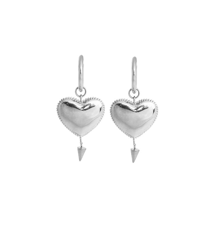 devil heart earrings silver