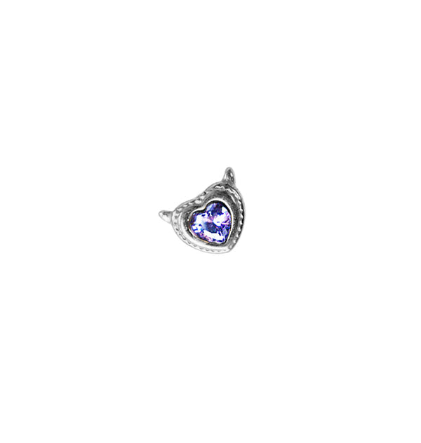 devil heart single stud silver