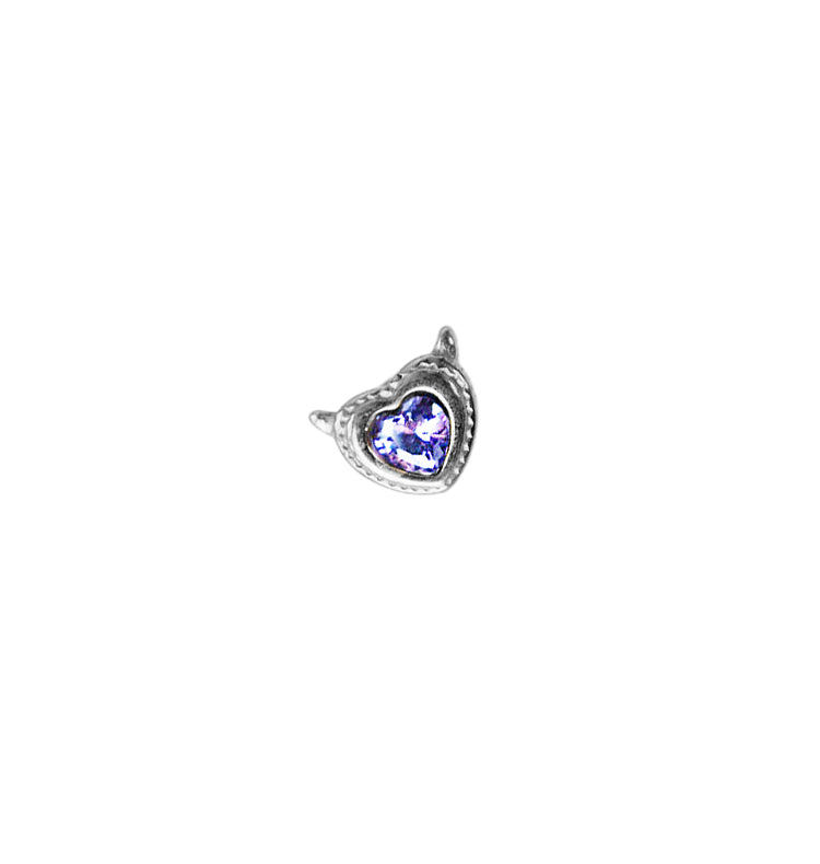 devil heart single stud silver