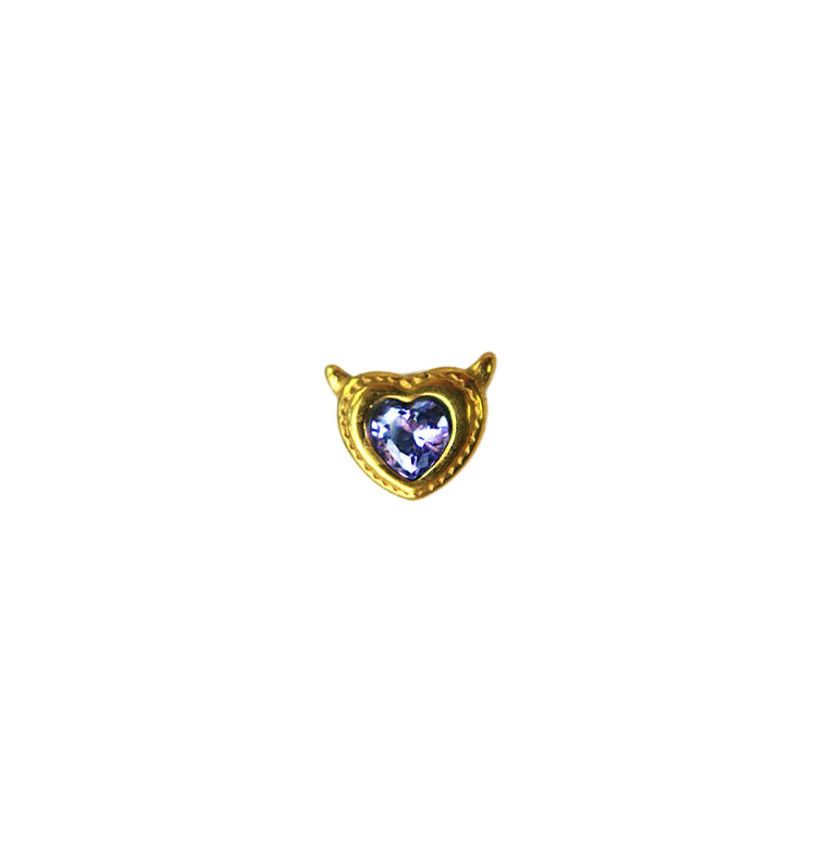 devil heart single stud gold