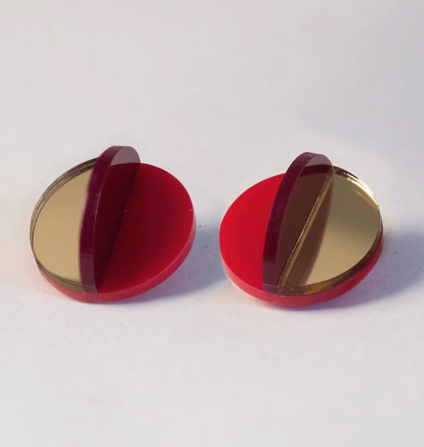 dexel mini earrigns red/gold