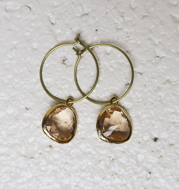 Teardrop Hoops gold peach