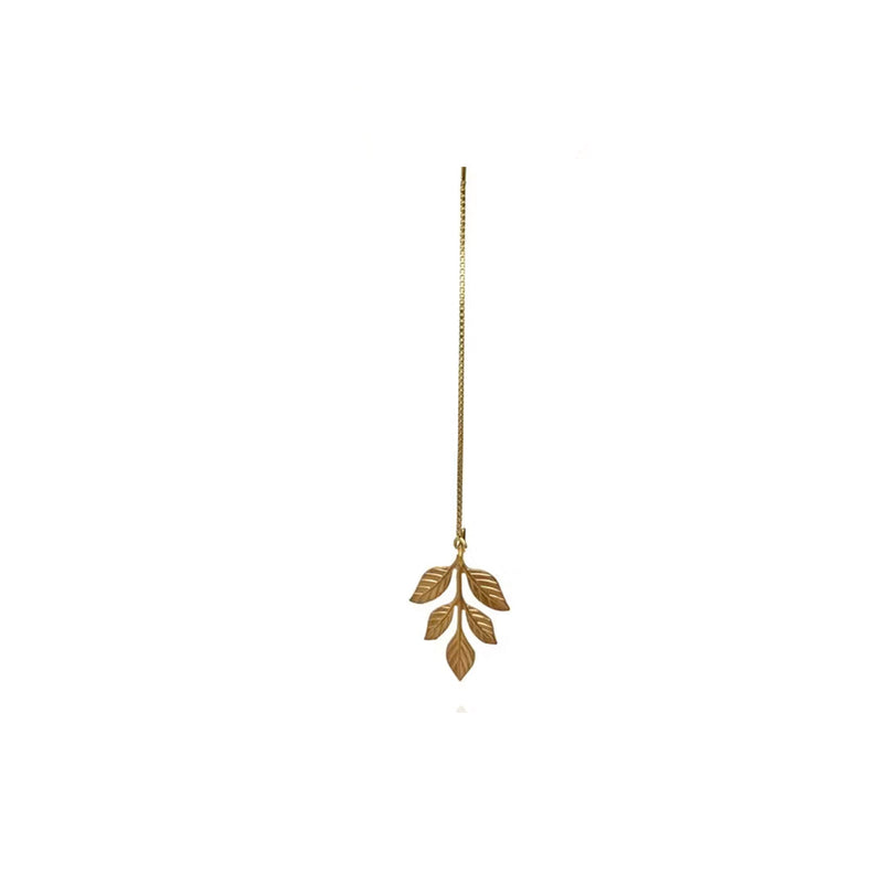 Fern chain single earring gold