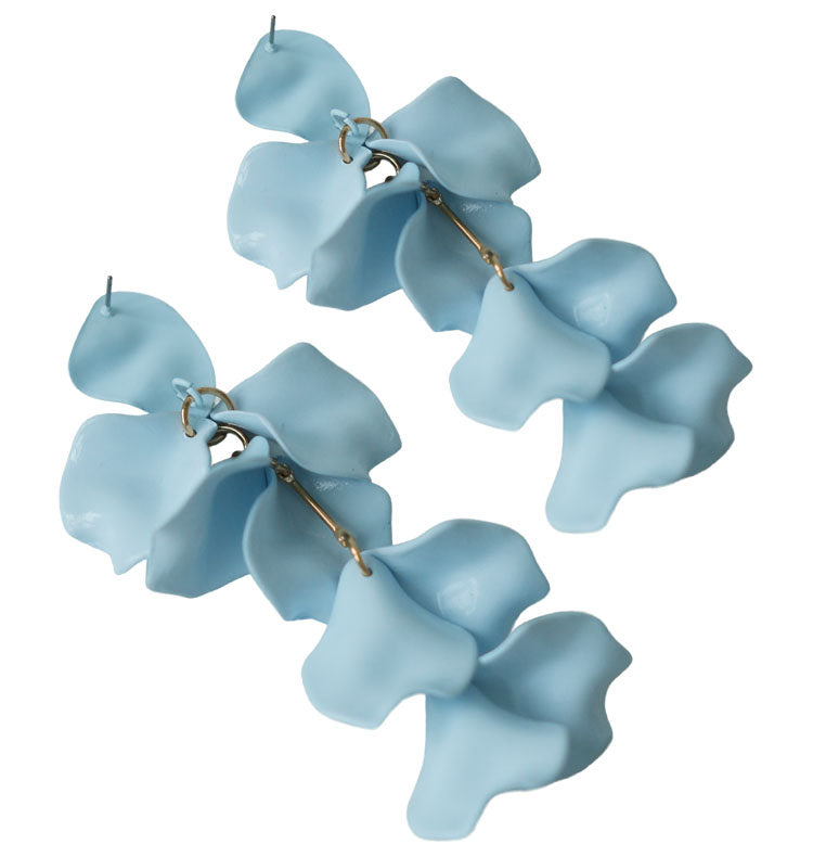 flake earrings shiny blue
