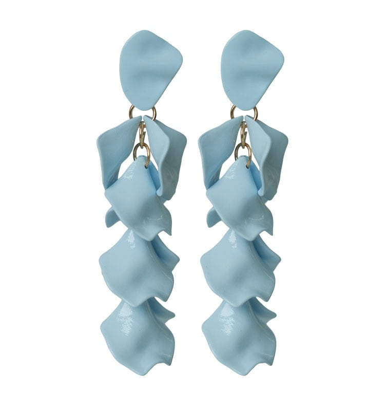 flake earrings shiny blue