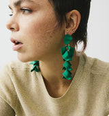 Flake earrings dark green