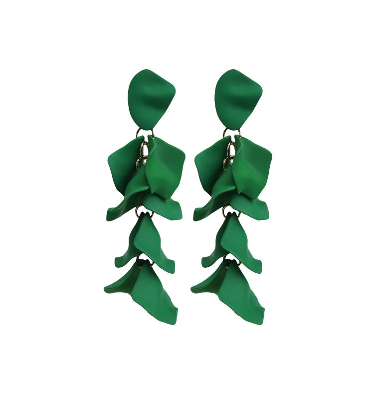 Flake earrings dark green