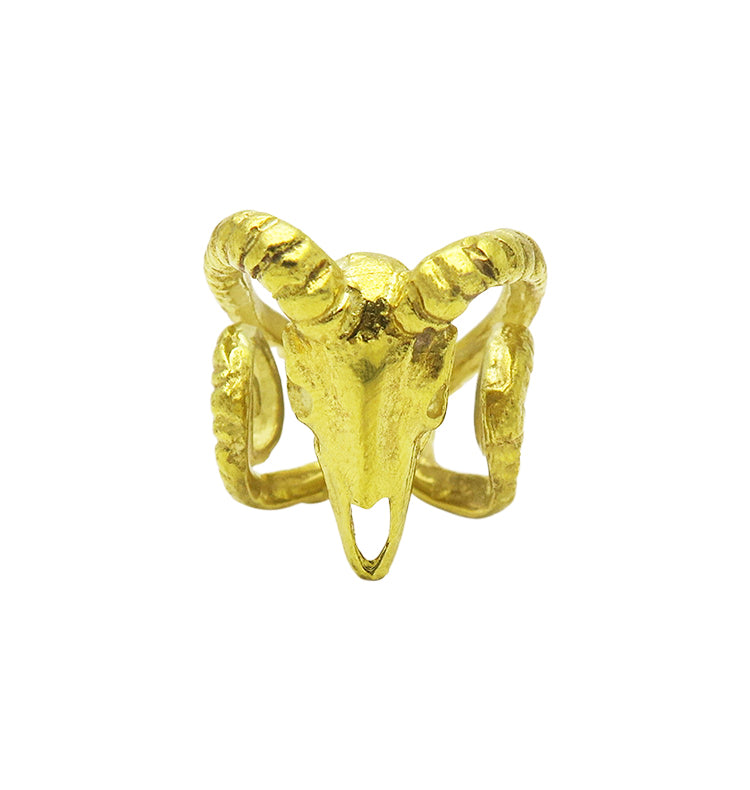 Goat head ring brass