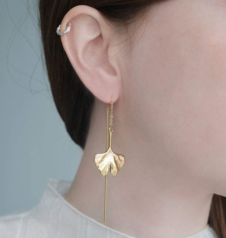 Ginko earrings chain gold