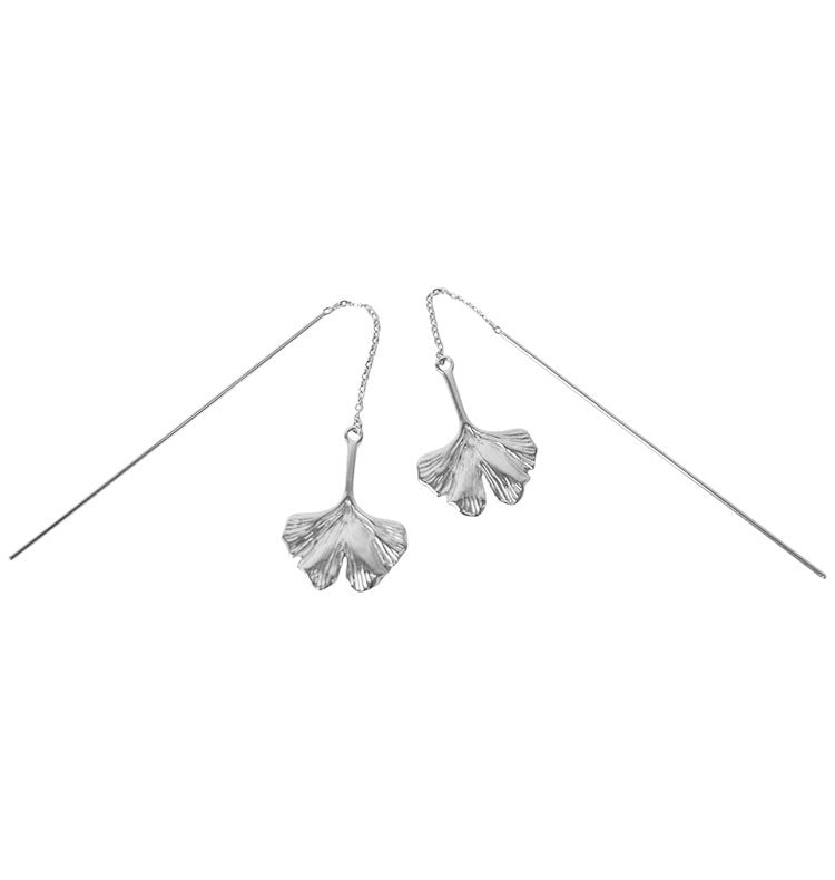 Ginko earrings chain silver