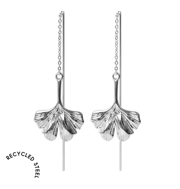 Ginko earrings chain silver