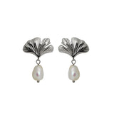 ginko pearl earrings silver