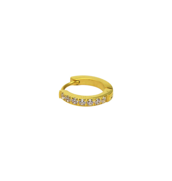 Gold hoop single earring glitter 15 mm