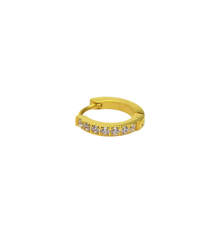 Gold hoop single earring glitter 15 mm