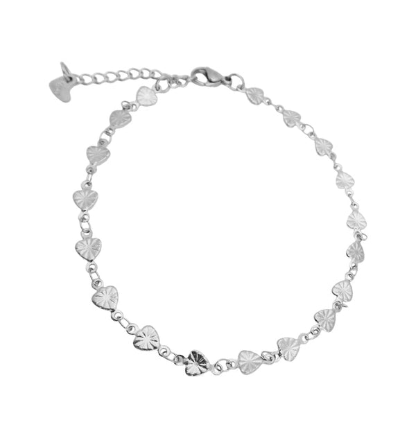 heart to heart foot chain silver