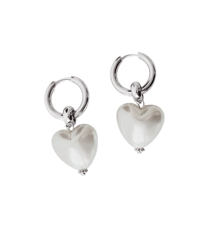 I heart you earrings pearl silver | Default Title | WOS