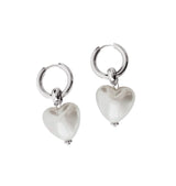 I heart you earrings pearl silver