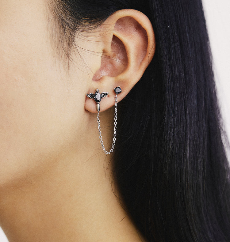 kai twin angel single earring black