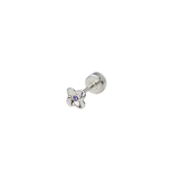 blue flower single stud silver