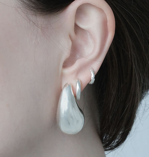 Thick silver hoops 13mm