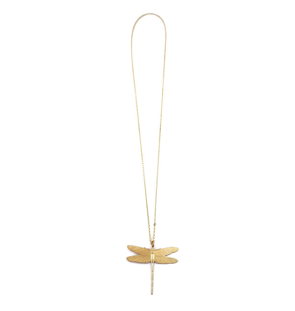 Dragonfly necklace brass