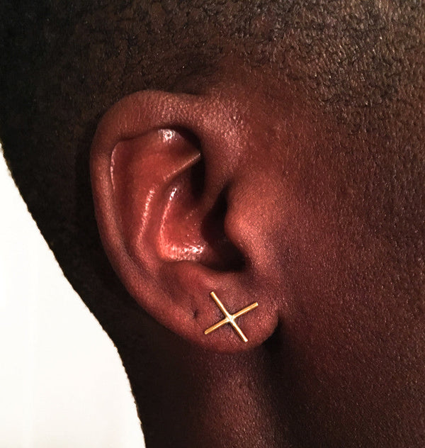 Cross earring • brass