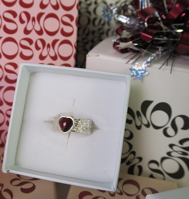 Mini rio ring garnet silver