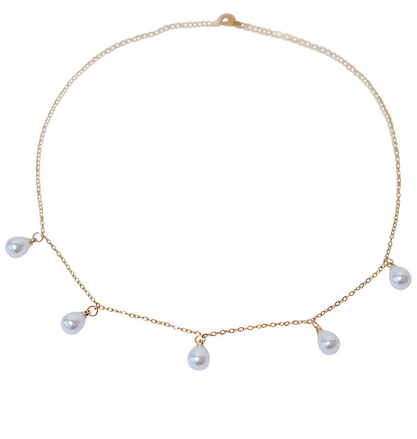 Mona five pearls necklace gold
