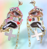 Hologram party girl earrings