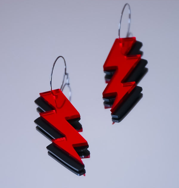 Red 80´s Lightning Earrings