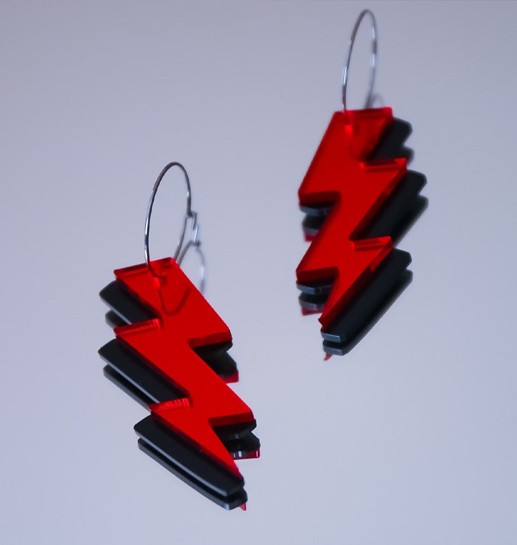 Red 80´s Lightning Earrings