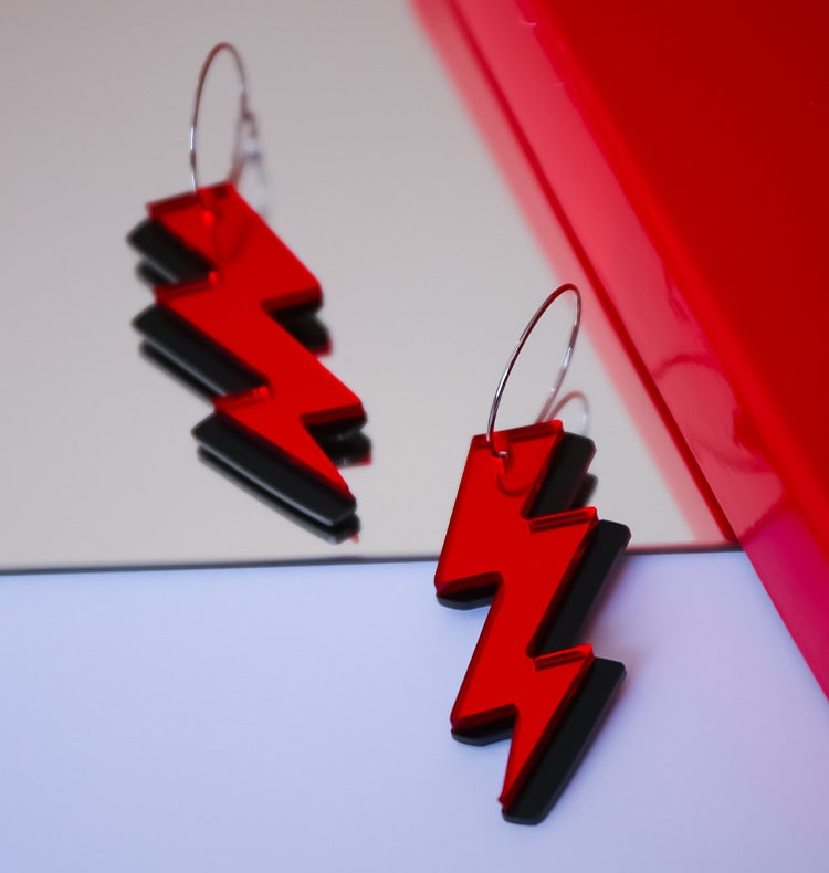 Red 80´s Lightning Earrings