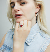 Red amore ring silver