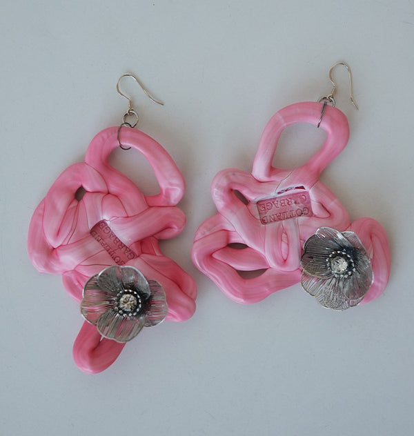 Pink flower earrings