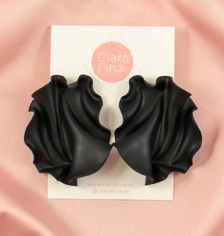 satin earrings black