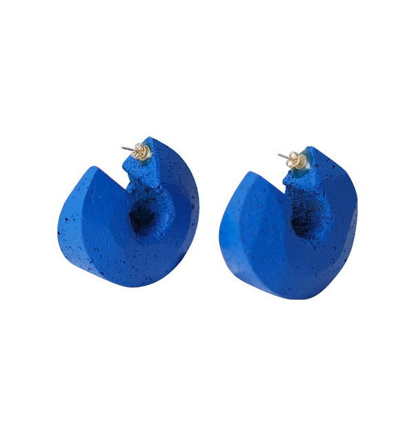 Shape earrings small cork blue