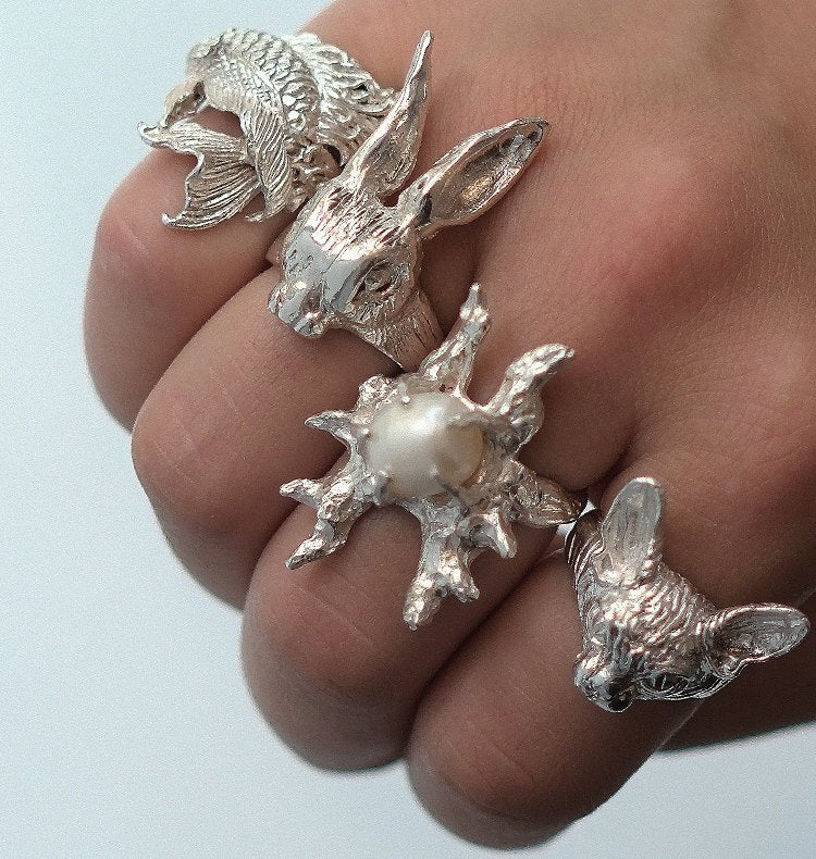 Cat sphynx ring 925 silver