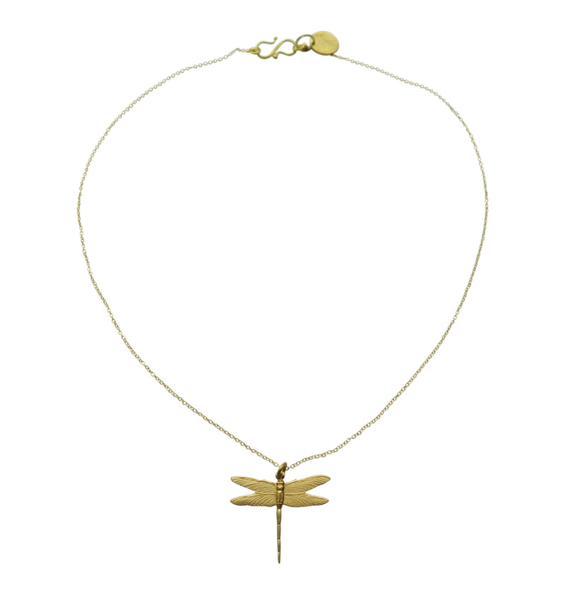 Small dragonfly necklace brass