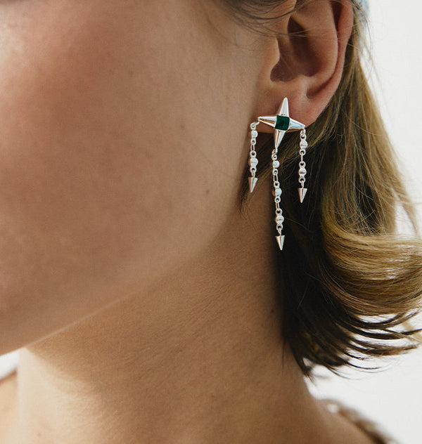 super star earrings silver