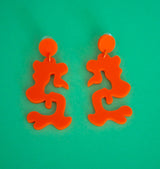 Swirl abstract orange earrings