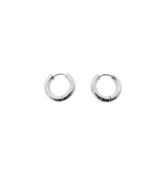 Thick silver hoops 13mm