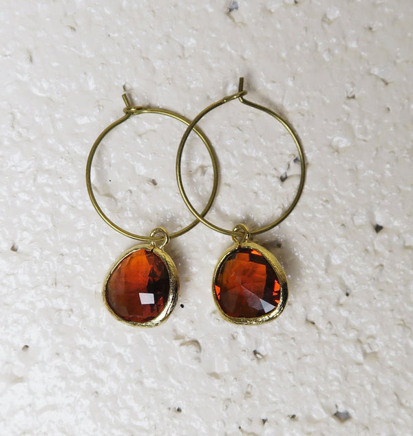 Teardrop Hoops gold cognac