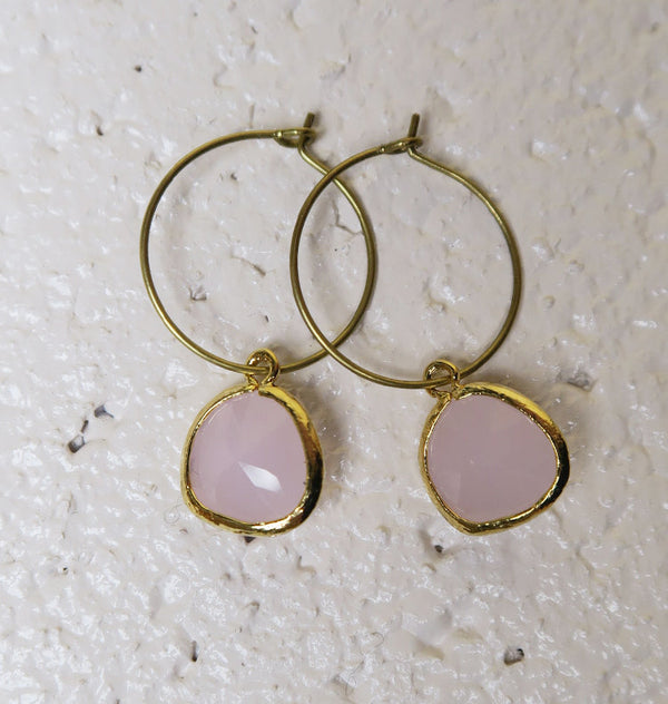 Teardrop Hoops gold pink