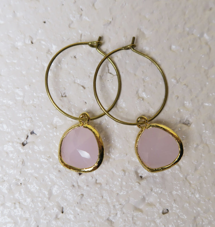 Teardrop Hoops gold pink