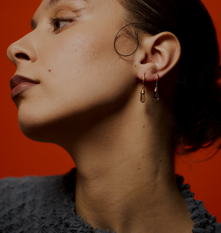 veja crystal drop earrings gold