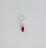 veja crystal drop single earring red stone silver