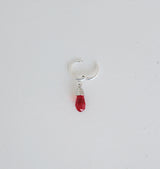 veja crystal drop single earring red stone silver